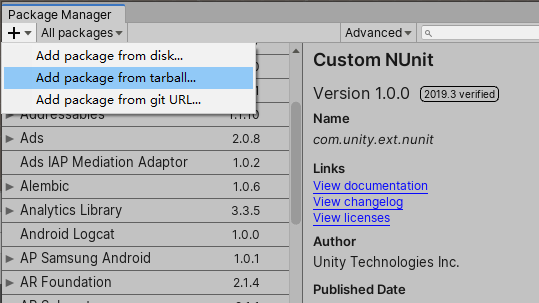 Unity Package Manager 2019.3 Round-up
